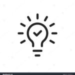 stock vector black bulb with checkmark like quick tip icon flat stroke linear simple trend modern efficiency 2180594735
